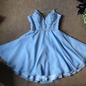 Formal Blue Dress with lace up back size 4